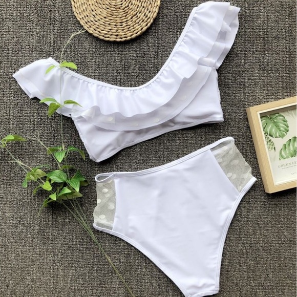 White, Ruffle Bikini Set - Picture 3 of 6